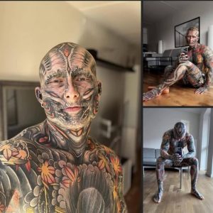 Un adicto al tatuaje se tiñe el 95% de su cuerpo y revela cómo lucía hace tan solo 5 años…