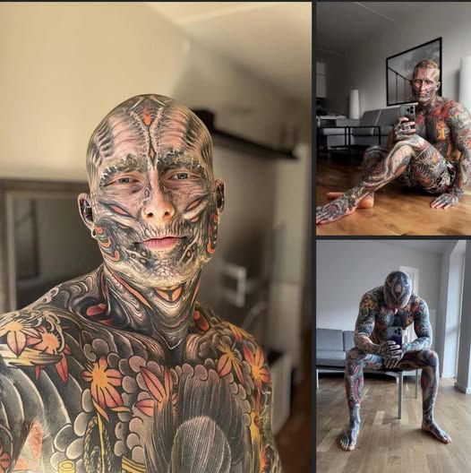 Un adicto al tatuaje se tiñe el 95% de su cuerpo y revela cómo lucía hace tan solo 5 años…