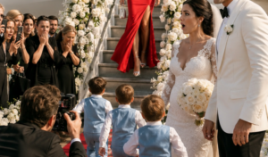 **Título completo:** La madre de mi ex me invitó a su lujosa boda para que todos me vieran ser humillada… Pero yo entré con los tres hijos que él nunca supo que eran suyos… Entonces mi pequeña hija hizo una pregunta inocente que detuvo por completo toda la ceremonia.