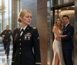 Conduje durante tres horas para sorprender a mi esposo, pero el guardia de seguridad me dijo: «Su esposa está arriba.» Entonces vi a otra mujer que llevaba puesta mi medalla militar…
