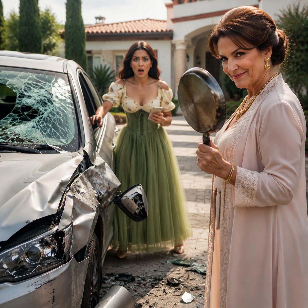 Mi suegra convirtió mi coche en chatarra porque no permití que se instalara en mi departamento con sus maletas. Frente al vehículo destruido me susurró: “Ahora aprenderás a respetar a la madre de tu marido”. No levanté la voz; reproduje una grabación y envié una copia al abogado. Lo que ella ignoraba era quién más había participado aquella noche.
