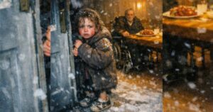 Un millonario paralítico abrió la puerta en plena nevada… y una niña hambrienta le ofreció “hacerlo caminar” por sobras