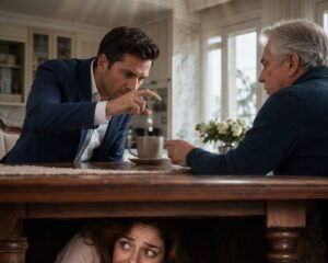 Mi padre apagó las luces, me ocultó debajo de la mesa y advirtió: “Aunque escuches tu nombre, no salgas”. Poco después, mi esposo confesó que soportó 12 años de matrimonio solo para apropiarse de la casa familiar. Yo apreté los dientes y guardé silencio, porque sobre la mesa había una taza adulterada y un documento capaz de destruirnos a todos.