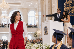 “Ella merece el crédito por haber criado a mi hijo”, dijo mi esposo mientras abrazaba a su amante en plena ceremonia de graduación. Yo había soportado 18 años de ausencias, mentiras y cuentas ocultas, así que me levanté tranquilamente y le entregué un sobre. Dentro había transferencias por 40 millones y una verdad capaz de quitarle mucho más que su familia.