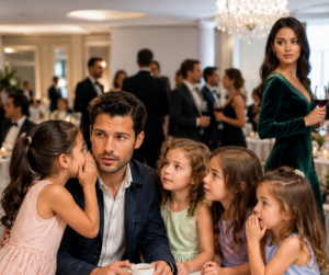 Un papá soltero tomaba té solo en una gala benéfica y 4 niñas le pidieron que las acompañara como su papá por un momento