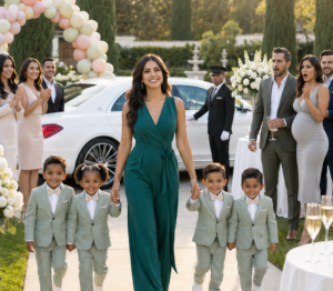 Invitó a su ex al baby shower para darle celos, sin imaginar que ella entraría con 4 niños idénticos y dejaría a todos sin palabras