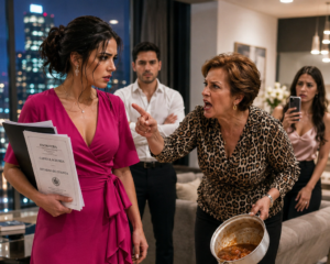 Llegué empapada y sin cenar, y mi suegra puso mi comida frente al perro mientras mi esposo dijo: “Si no te gusta, vete”. Yo no discutí; puse 3 documentos sobre la mesa y llamé a mi abogada. Esa noche descubrí quién llevaba meses planeando quedarse con mi departamento. 🏠⚖️